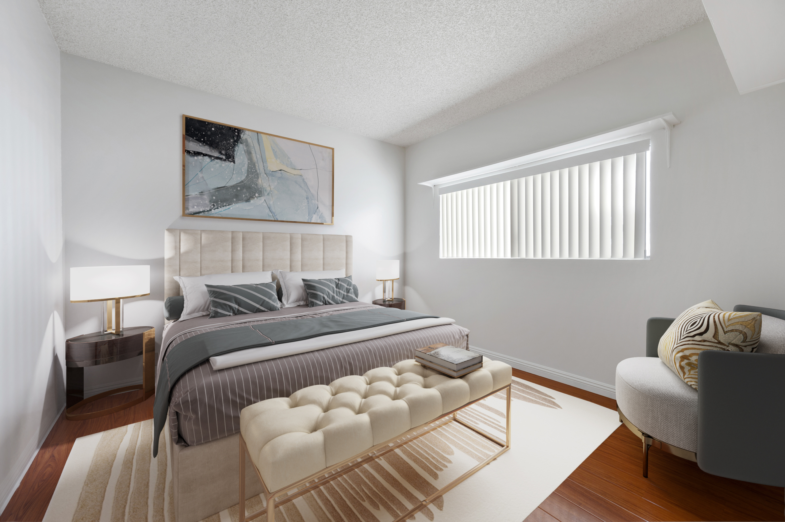 Virtually staged bedroom of 440 Veteran Ave #307 Westwood