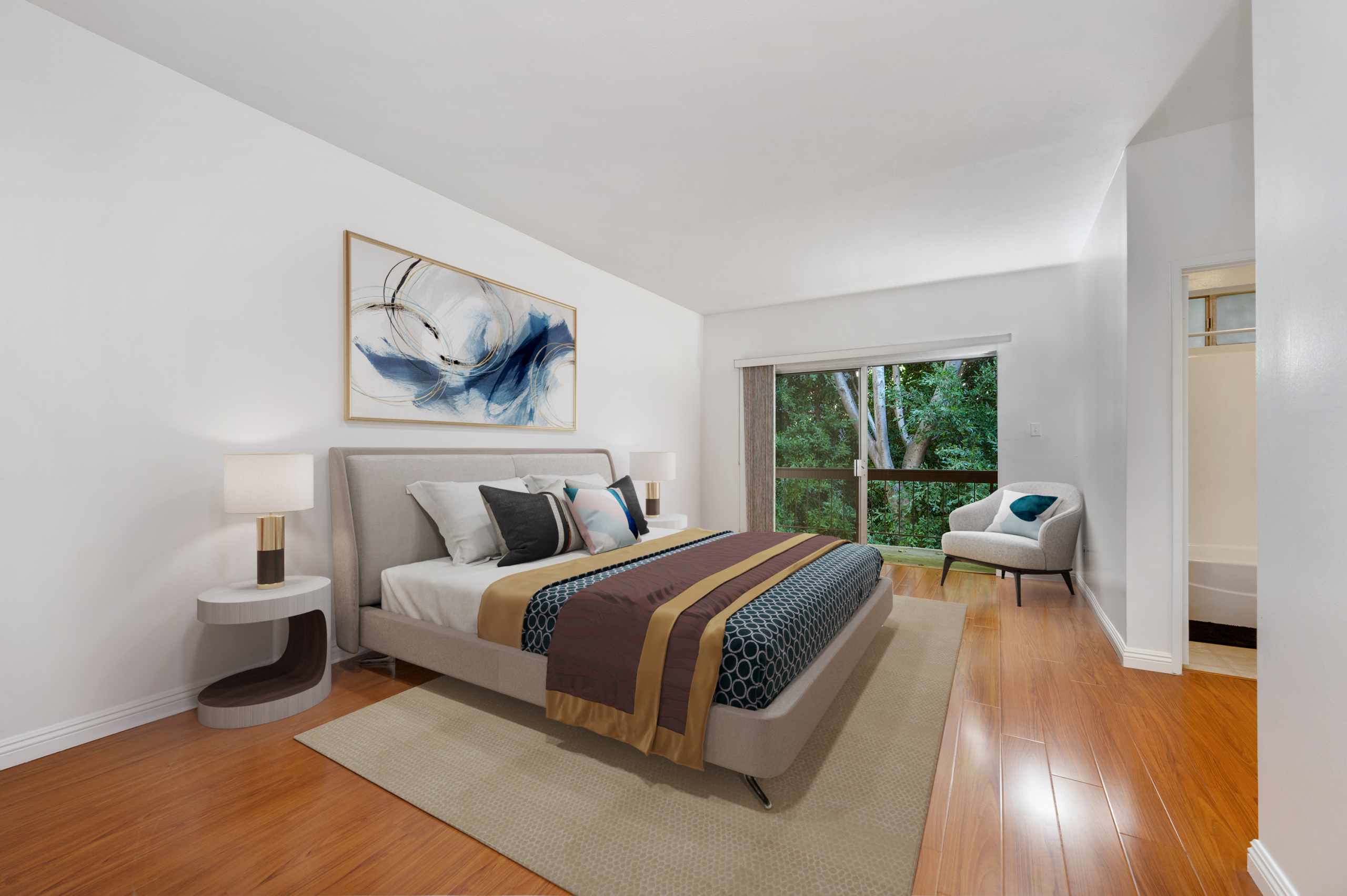 Virtually staged bedroom of 440 Veteran Ave #307 Westwood