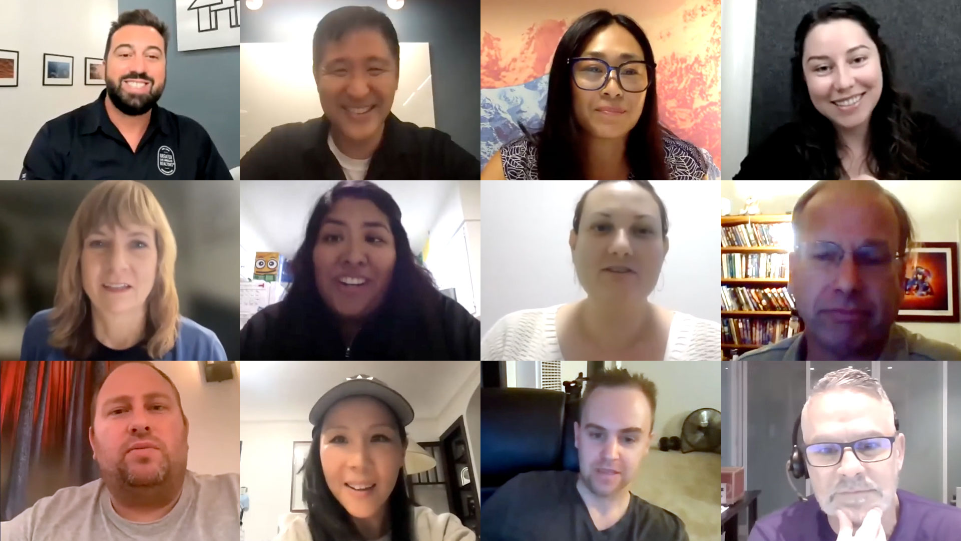 Screenshot of Zoom call with 12 people