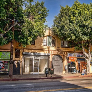 Exterior of shops along city street