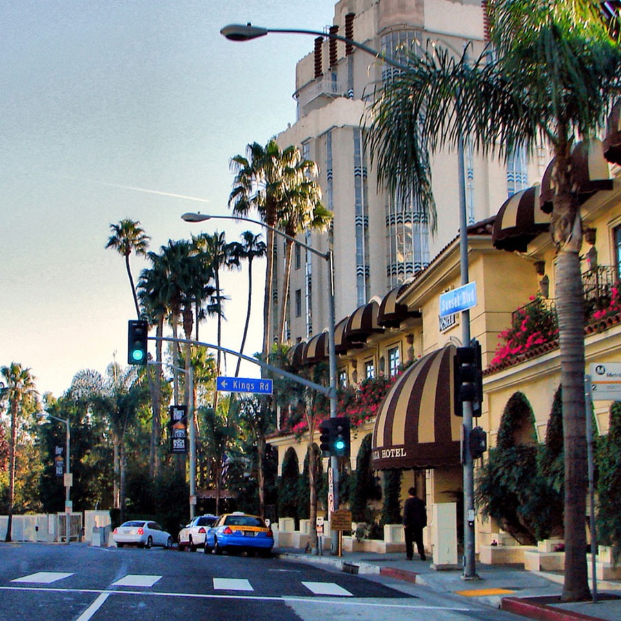 Art Deco hotel on Sunset Boulevard in West Hollywood